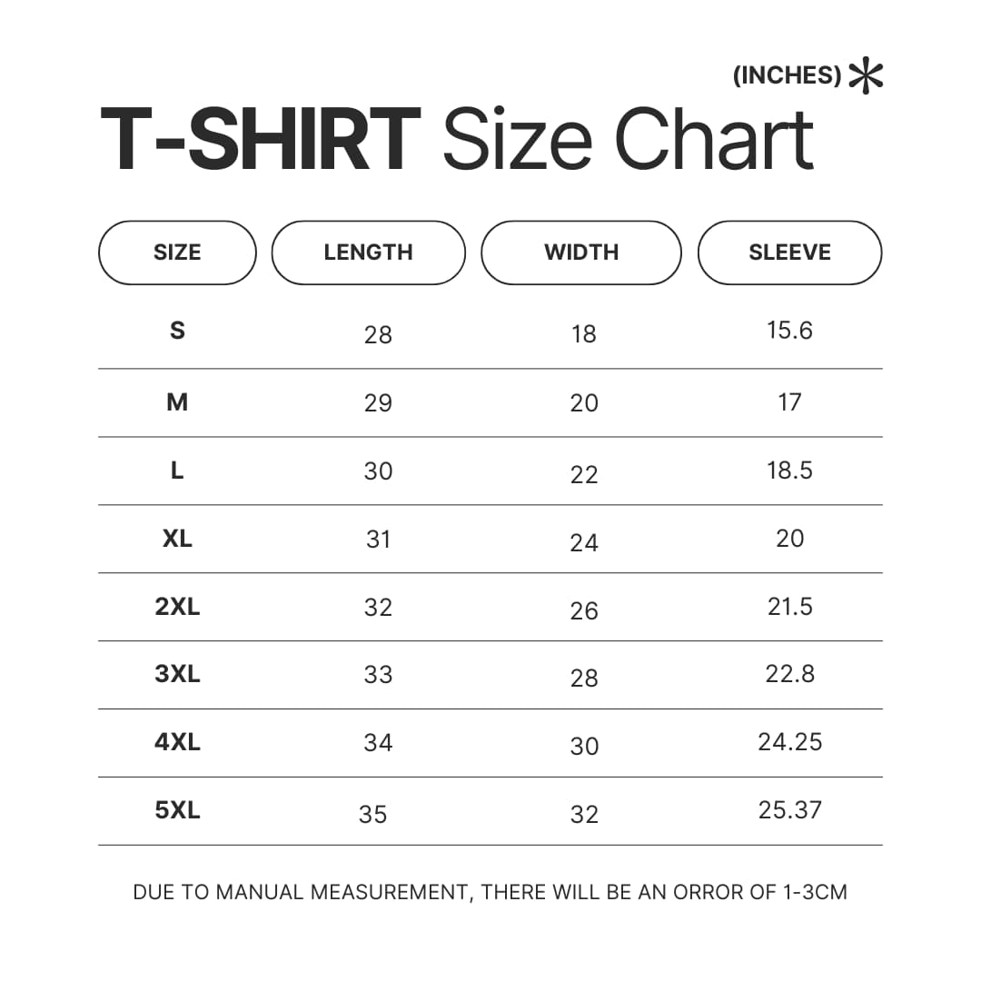 T shirt Size Chart - Steely Dan Shop