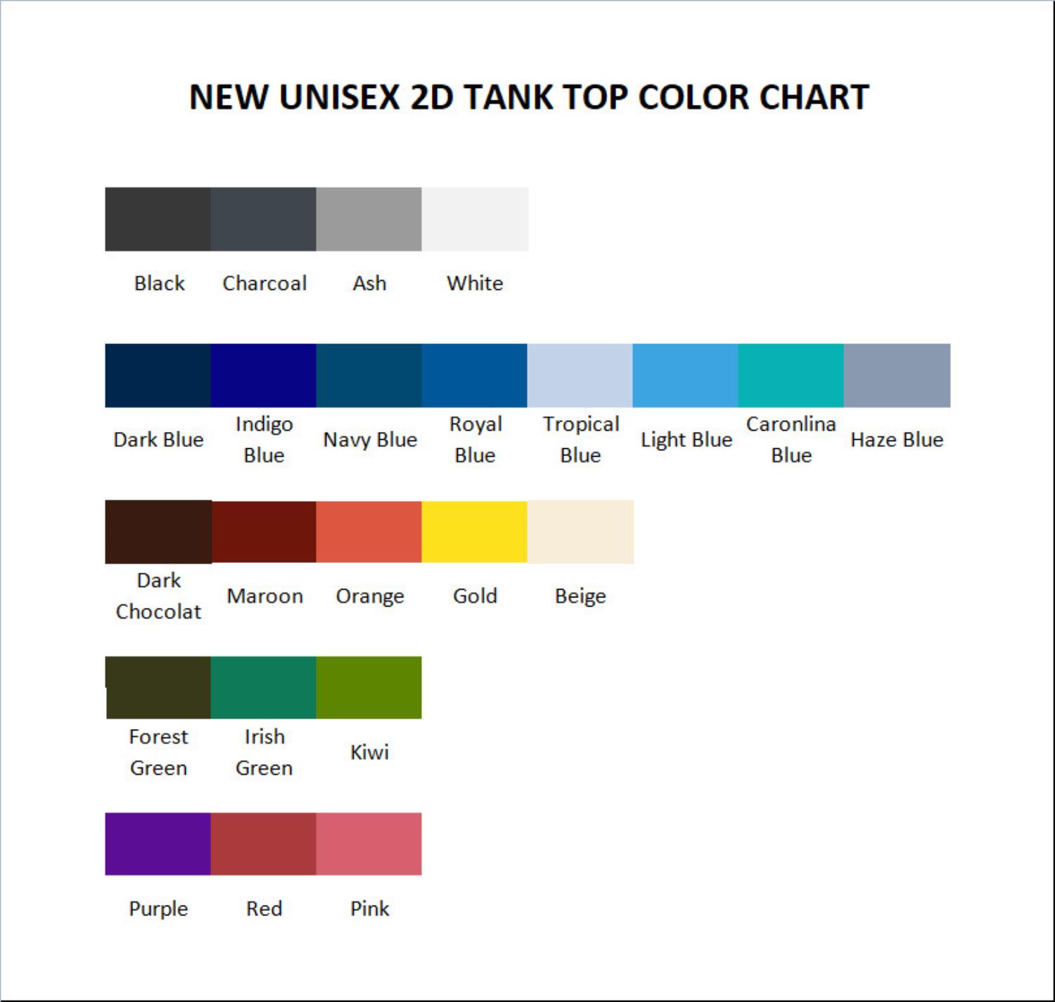 tank top color chart - Steely Dan Shop